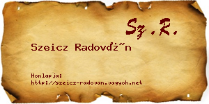 Szeicz Radován névjegykártya